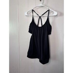 Athleta 36 B/C Tankini Blouse Bikini Top Swim Padded Black